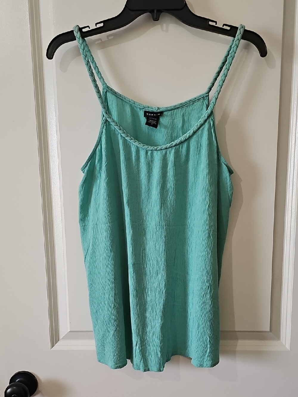 Torrid Braided-Strap Crepe Tank Top in Aqua Teal